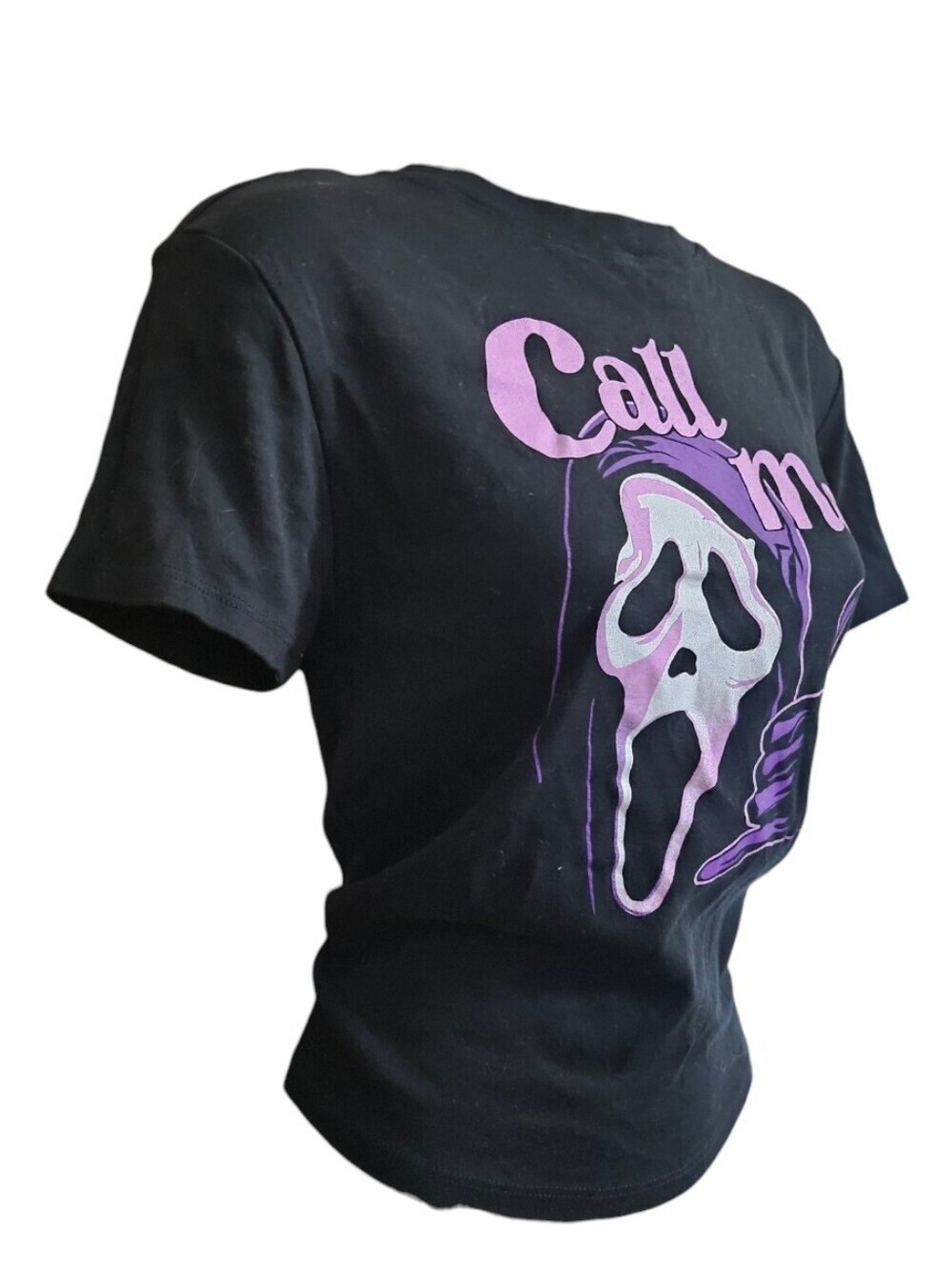 Scream Ghost Face Call Me LG Boyfriend Fit Girls T-Shirt - Picture 6 of 13